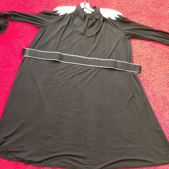 vintage 80s black midi party dress puffy leaf shoulder 🎈HOST PICK🎈x3 - Picture 13 of 14